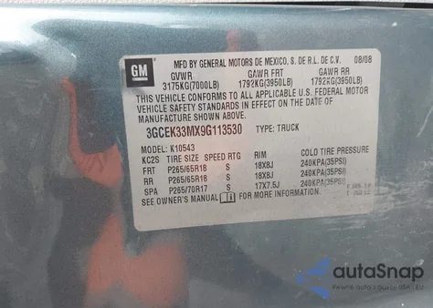 2009 Chevrolet Silverado 1500 Ltz из США, поврежденный, VIN 3GCEK33MX9G113530